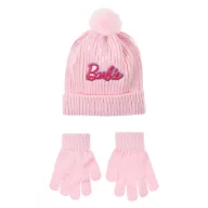 Barbie Light Pink sequin kids hat + glove set 52 cm