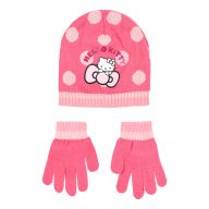 Hello Kitty Cute Dots Pink kids hat + glove set 54 cm
