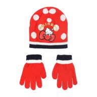   Hello Kitty Cute Dots Red children's hat + glove set 52 cm