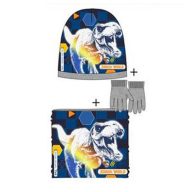   Jurassic World Attack Grey children's hat + snood + gloves set 52 cm