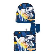   Jurassic World Attack Dark Blue child's hat + snood + gloves set 52 cm