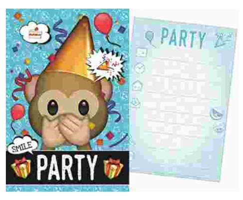 Emoji blue Party invitation card