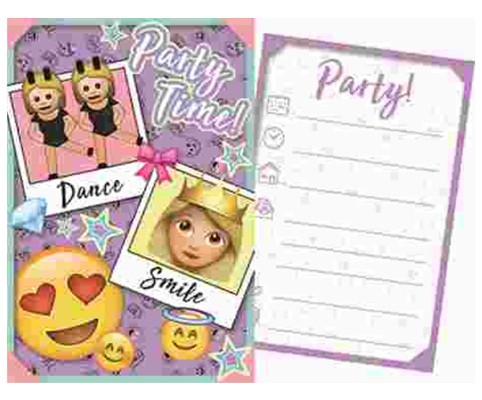 Emoji Purple Party invitation card