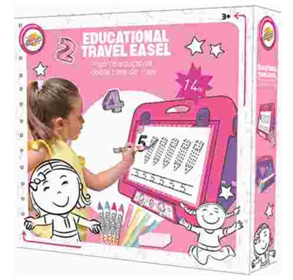Skill development toy toy, pink travelling easel