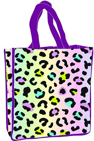 Leopard pattern holographic shopping bag 34 cm