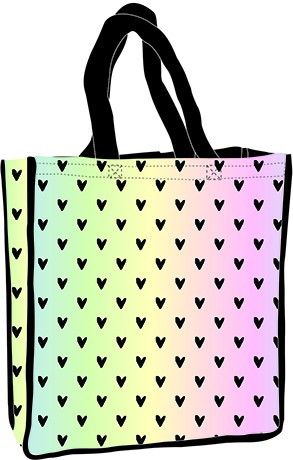 Hearts holographic shopping bag 34 cm