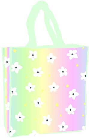 Flower White holographic shopping bag 34 cm