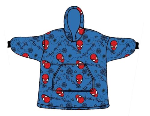 Spiderman blue adult pull-over plush polar blanket, poncho