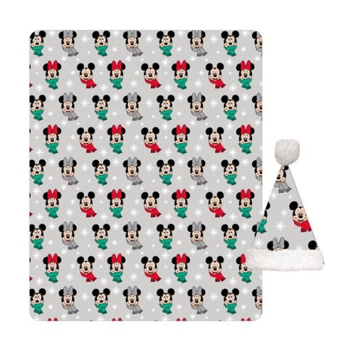 Disney Mickey , Minnie Noel Coral fleece blanket and hat set