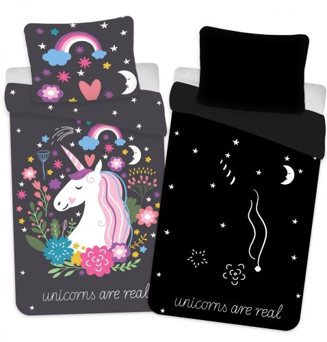 Unicorn glow in the dark bed linen 140×200cm, 70x90 cm