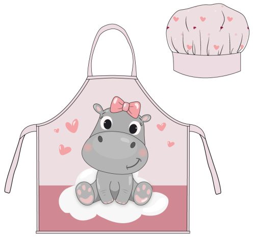 Hippo Pink kids apron set of 2 pieces