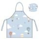 Hot air balloon blue kids apron set of 2 pieces