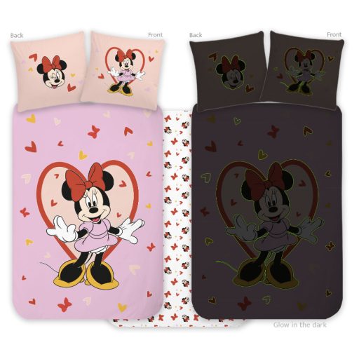 Disney Minnie  Heart glow in the dark children's bedding set 100x135cm, 40x60cm