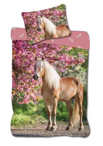 Horses Cherry Blossom bedding cover 140×200cm, 70×90 cm