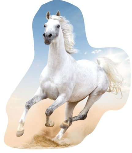 Horses White shaped cushion, decorative pillow 43x30 cm