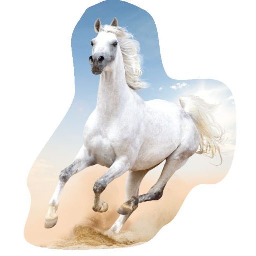 Horses White shaped cushion, decorative pillow 43x30 cm
