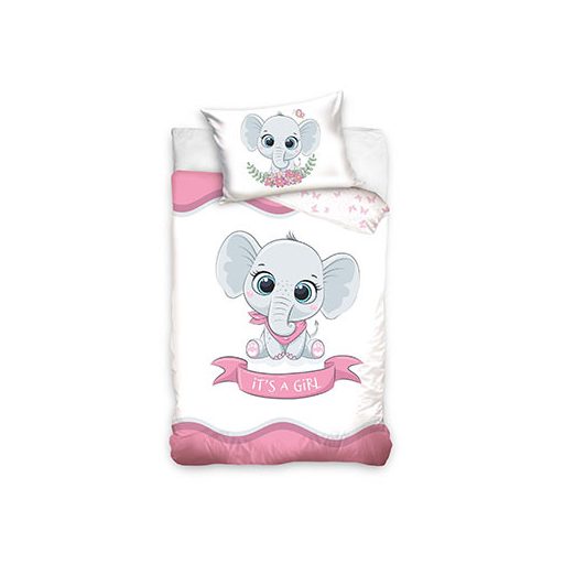 Elephant It's a Girl children's bedding set 90x120 cm, 40x60 cm