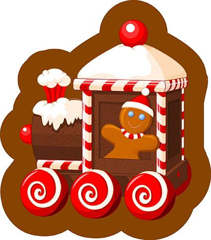 Christmas Gingy Gingerbread train decorative pillow 40x35 cm Velour