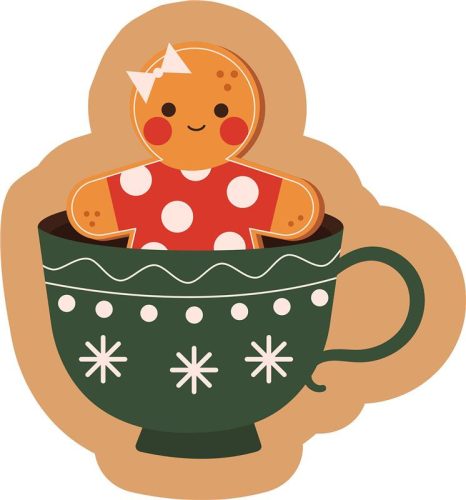 Christmas Cup Gingerbread shaped decorative pillow 36x34 cm Velour