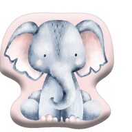   Elephant Pink shape pillow, decorative pillow 40x40 cm Velour