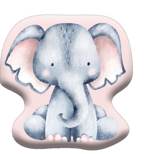Elephant Pink shape pillow, decorative pillow 40x40 cm Velour