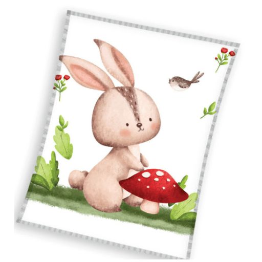 Rabbit Forest coral fleece blanket 110x140cm