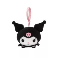   Hello Kitty Kuromi Head 3D plush figure with hanger, bag ornament 11 cm