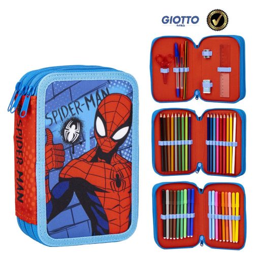 Spiderman filled pencil case triple layer