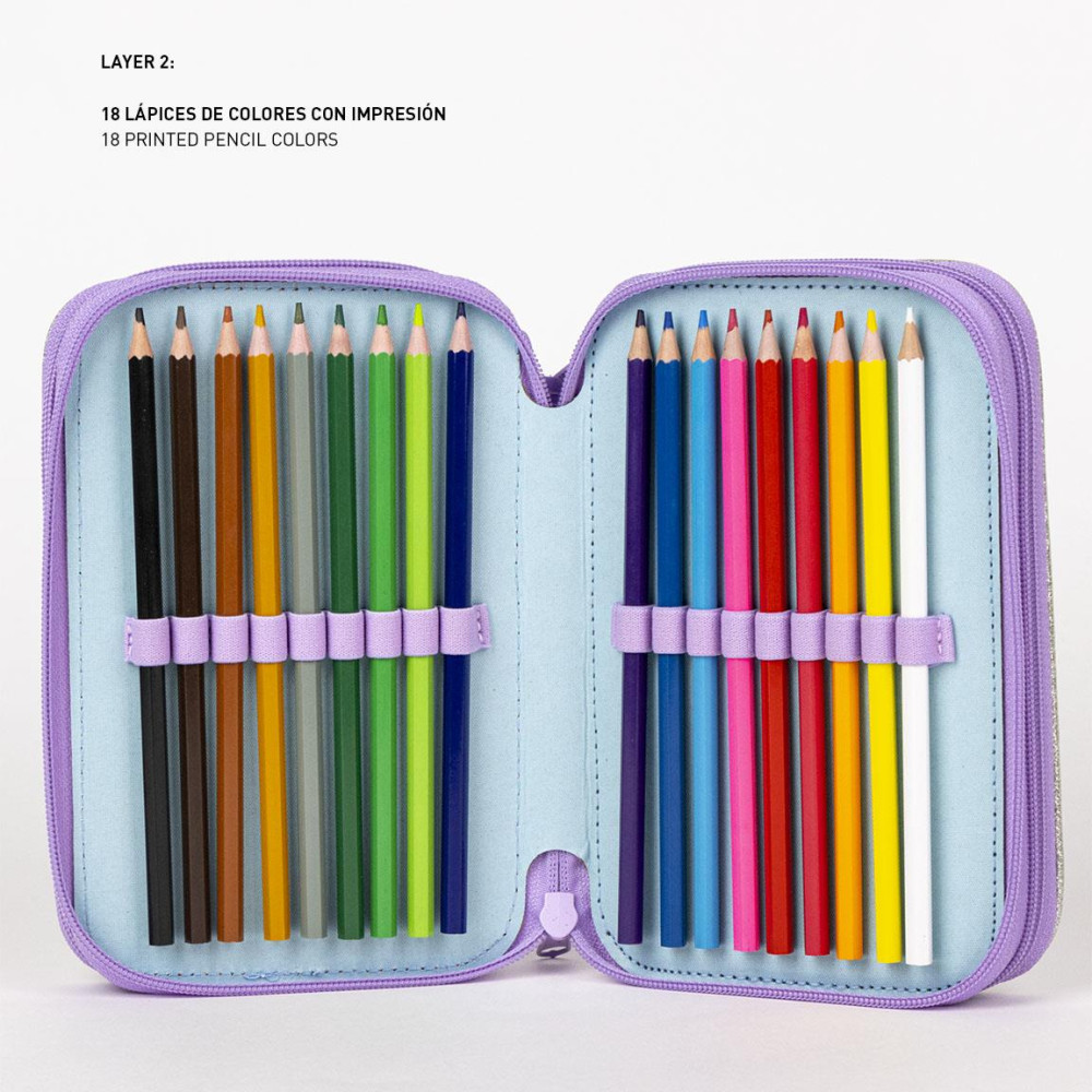 Cerda group Frozen 2 3 Pockets Flat Pencil Case Purple