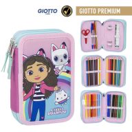   Gabby's Dollhouse Rainbow filled pencil case with 3 compartments