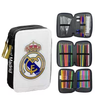 Real Madrid White filled pencil case with 3 compartments
