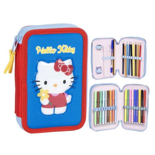 Hello Kitty Blue 2-layer filled pencil case