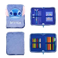   Disney Lilo and Stitch Blue stuffed plush pencil case, 2-tier