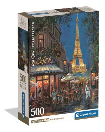 Cities Night at Eiffel Café Paris 500-piece Compact puzzle Clementoni