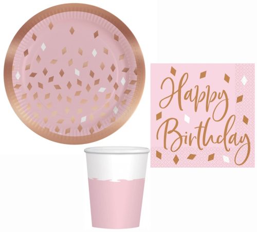 rose gold Birthday Party set with 32 23 cm plates