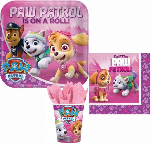 Paw Patrol Pink Party set 36 pcs. with 23 cm plate