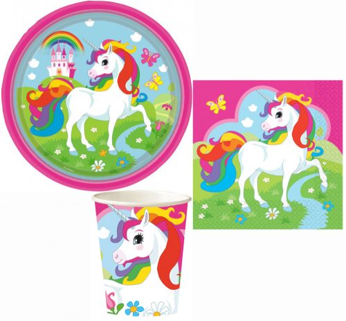 Unicorn Meadow Party set with 36 23 cm plates
