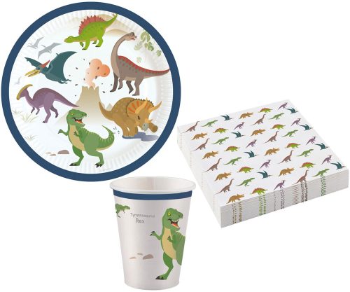 Dinosaur Happy Party set with 36 18 cm plates