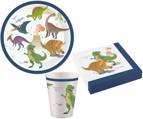 Happy Dinosaur Party set with 36 18 cm plates
