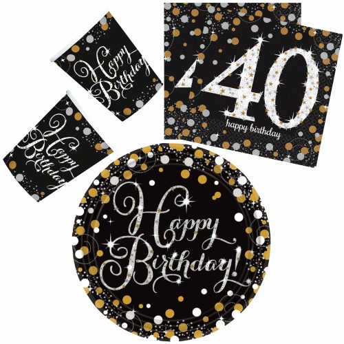 Happy Birthday Gold 40 Party set 32 pcs with 23 cm plate