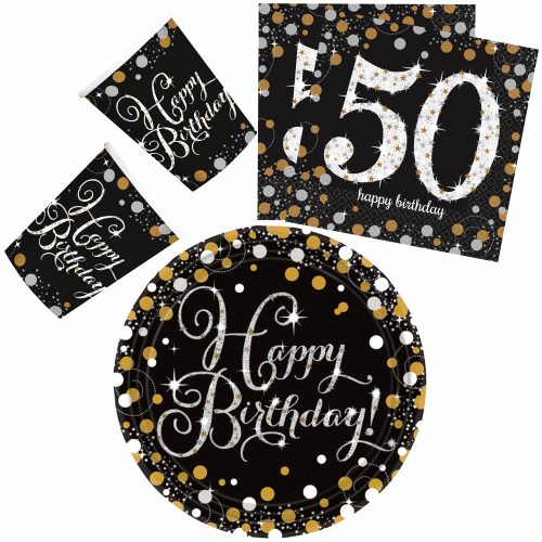 Happy Birthday Gold 50 Party set 32 pcs with 23 cm plate