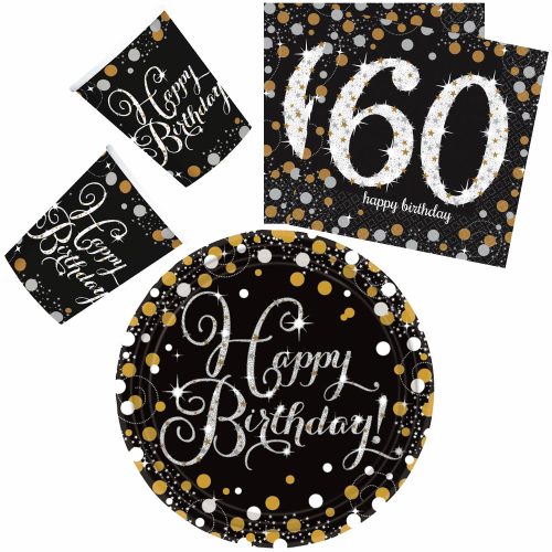 Happy Birthday gold 60 Party set with 32 23 cm plates