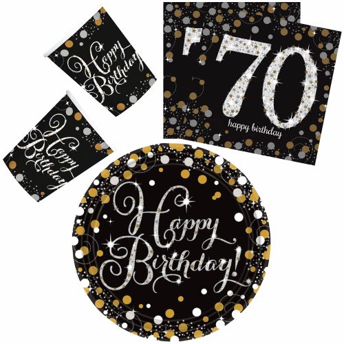 Happy Birthday gold 70 Party set with 32 23 cm plates
