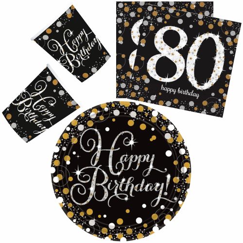 Happy Birthday gold 80 Party set with 32 23 cm plates