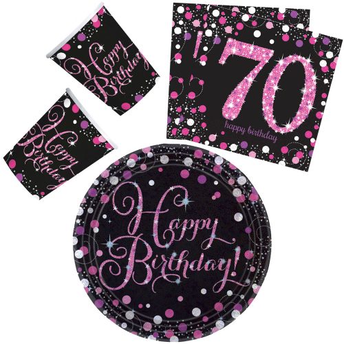 Happy Birthday pink 70 Party set with 32 23 cm plates