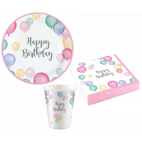 Happy Birthday Pastel Party set 36 pcs 23 cm plate