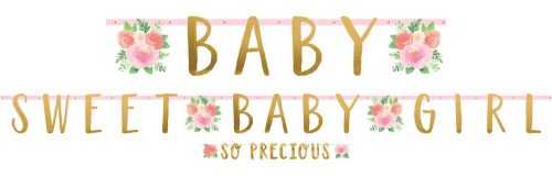Floral Baby Sweet Baby Girl paper banner 2 parts