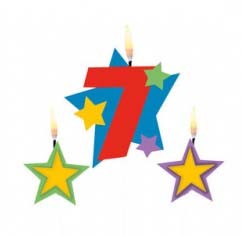 Colour 7 es number candle with stars