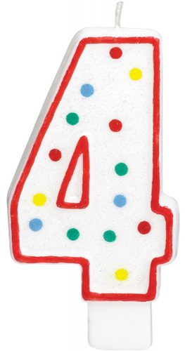 Polka dots cake candle, number candle 4 es