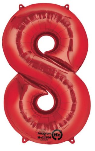 Number 8 Red Foil Balloon 86*53 cm